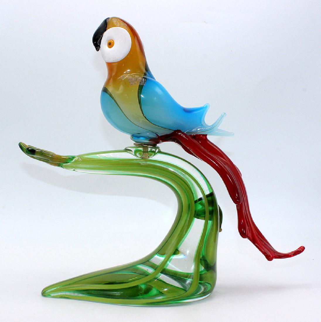 Murano Art Glass Parrot Signed & Dated 2002: Murano Art Glass Parrot Signed & Dated 2002. 11 3/4" high x 12" wide.