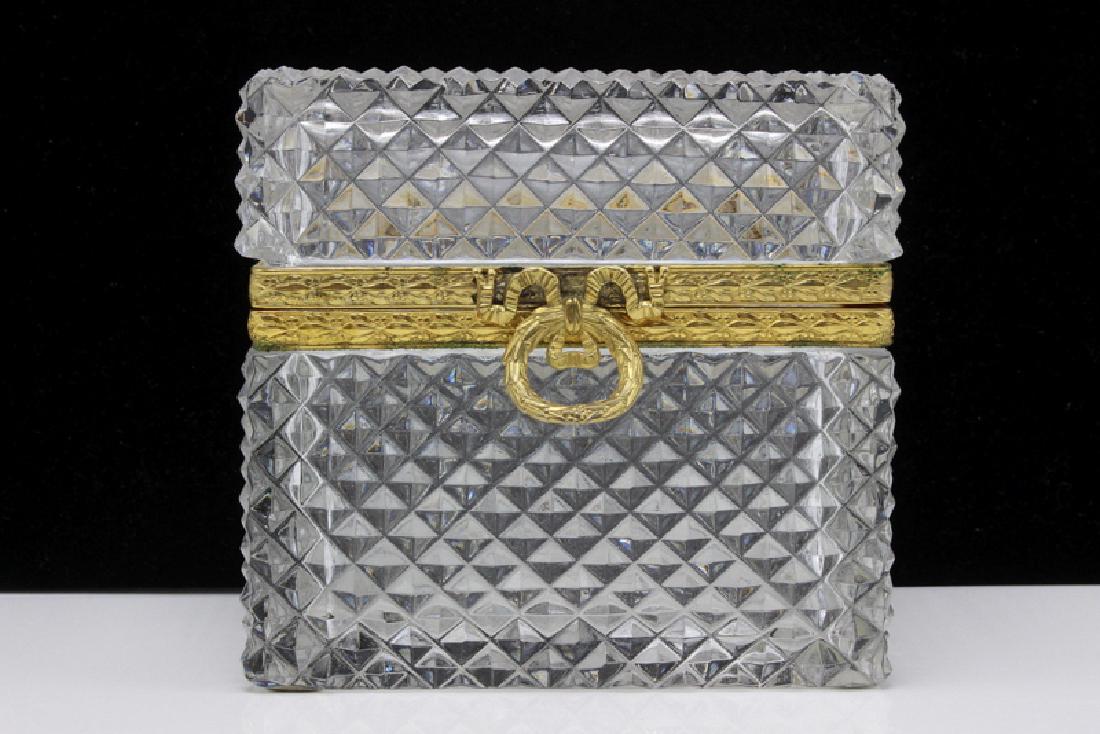 Antique Crystal Hobnail Cut Box with Gilt Metal Mounts (1 of 5)