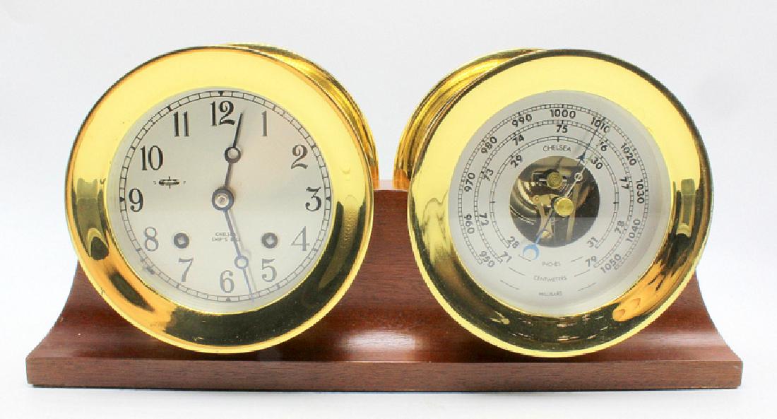 Chelsea Brass Ships Clock & Barometer on Stand (1 of 4)