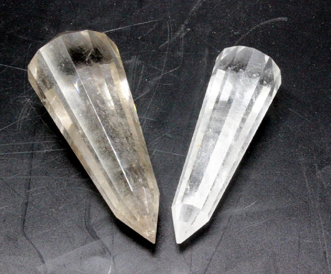(2) Rock Crystal Prism Shaped Paperweights (1 of 3)