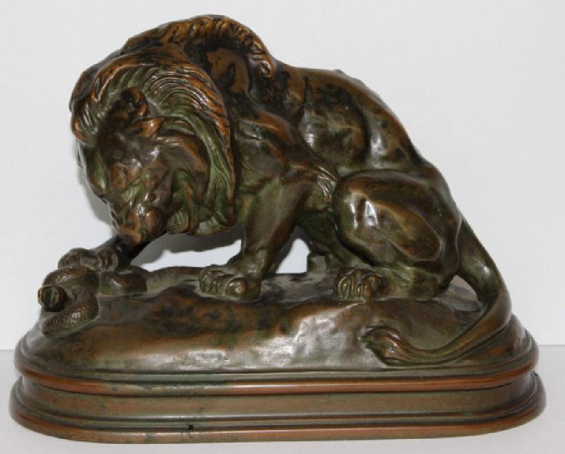 French Bronze H. Luppens & Co. Bronzed Art Lion & Snake (1 of 4)