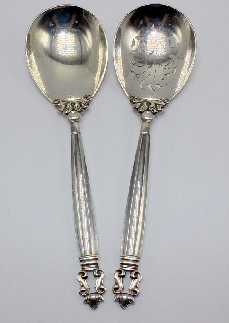 Georg Jensen "Acorn" (2) Serving Spoons (1 of 3)