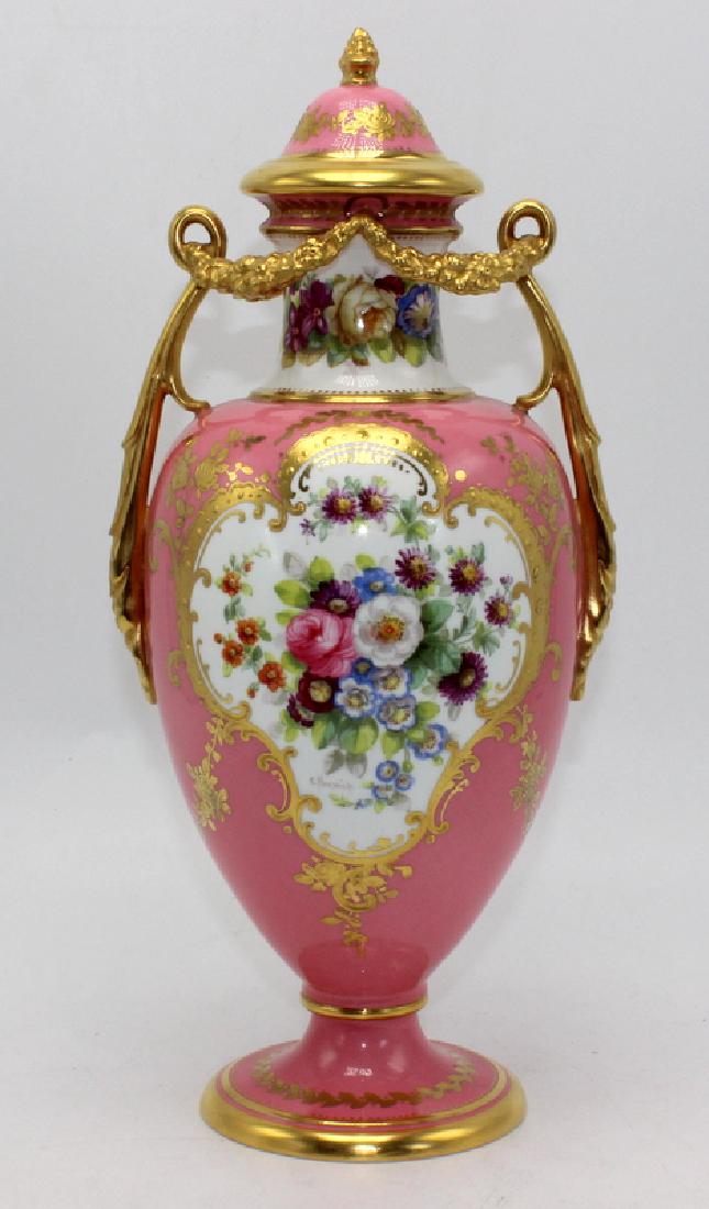 Antique Coalport Spode Porcelain Lidded Vase Signed C. (1 of 4)