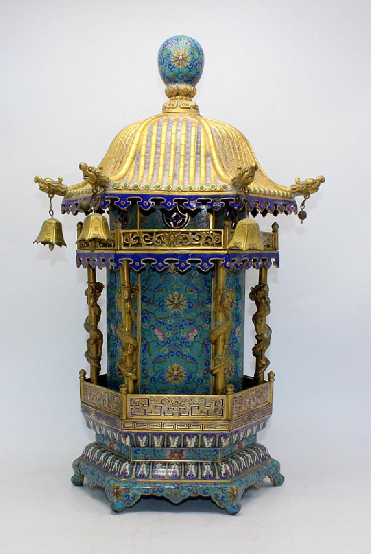 Chinese Pagoda Shaped Cloisonne Incense Burner with (1 of 4)