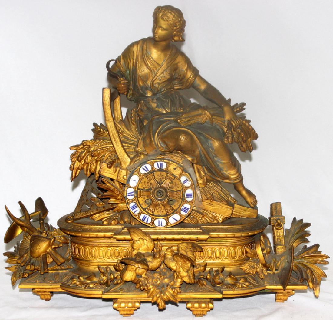 Antique French Metal Figural Mantle Clock (1 of 1)