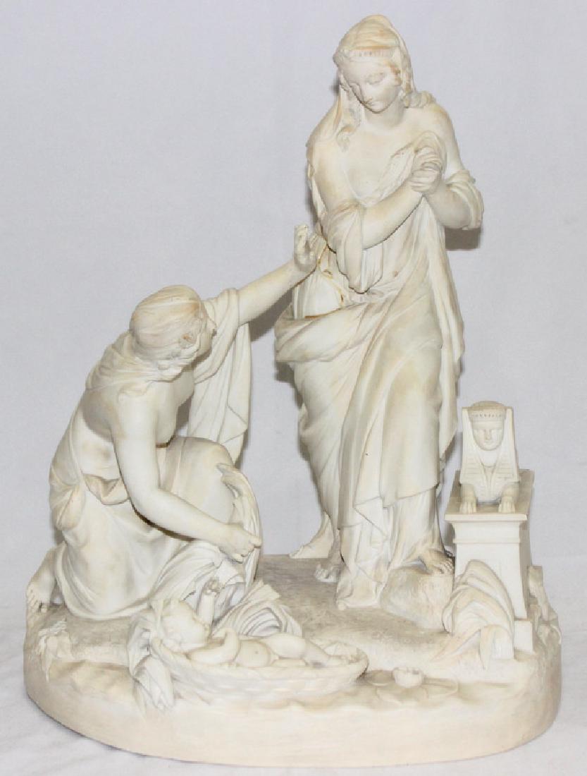 Parian Finding of Moses Porcelain Group: Parian Finding of Moses Porcelain Group. 20" h x 16" w.