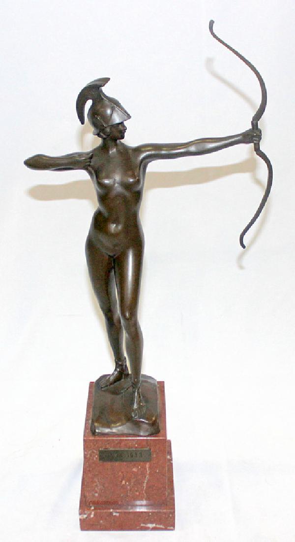 Bronze Figure of an Archer Mounted on Marble (1 of 1)
