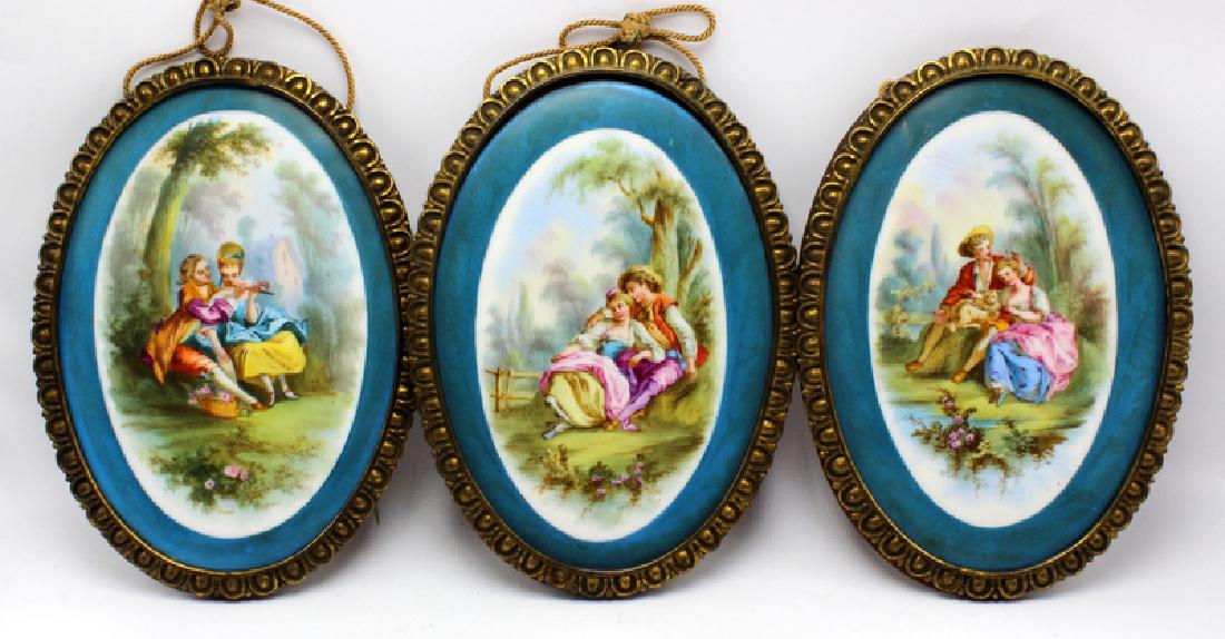 Sevres Style (3) Framed Porcelain Plaques (1 of 3)