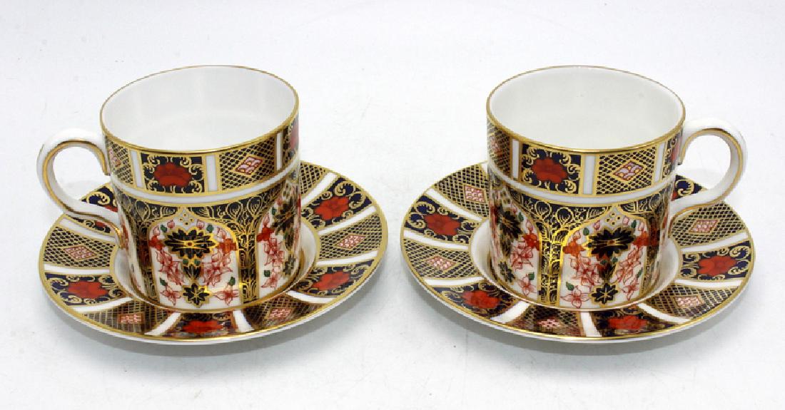 Royal Crown Derby (8) "Old Imari" Flat Demitasse Cup &: Royal Crown Derby (8) "Old Imari" Flat Demitasse Cup & Saucers. Cup - 2 1/2" high, saucer - 4 1/2" diameter.