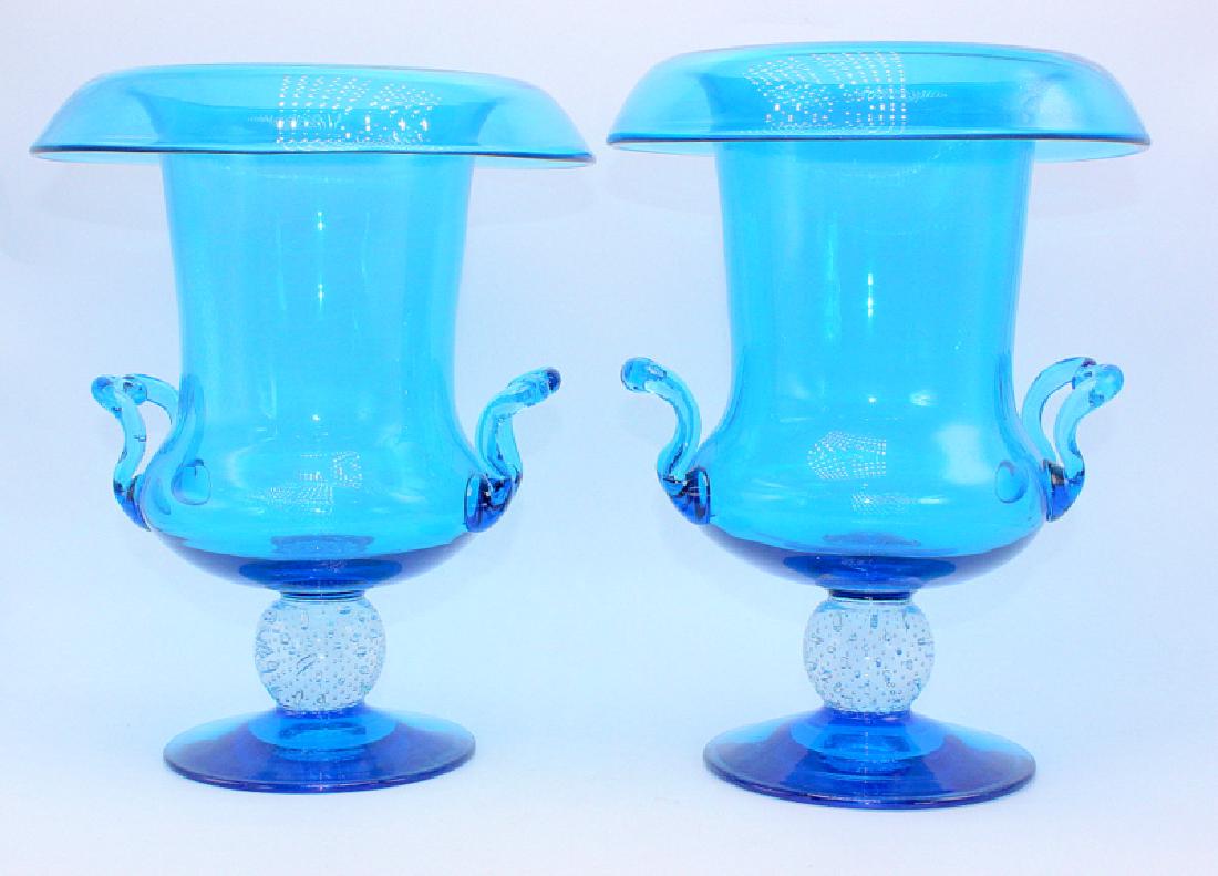 Pairpoint (2) Blue Glass Vases (1 of 3)