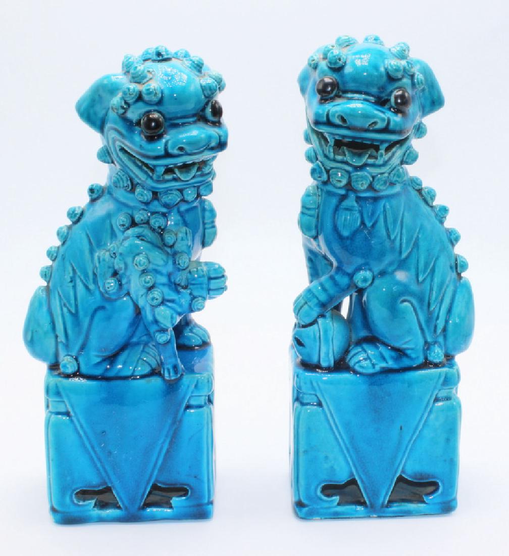 Antique Turquoise Foo Dogs: Antique Turquoise Foo Dogs. 10" h x 4" w.