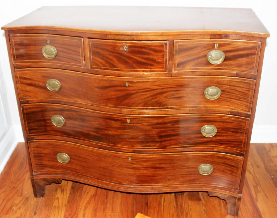Antique English Serpentine Six Drawer Chest (1 of 4)