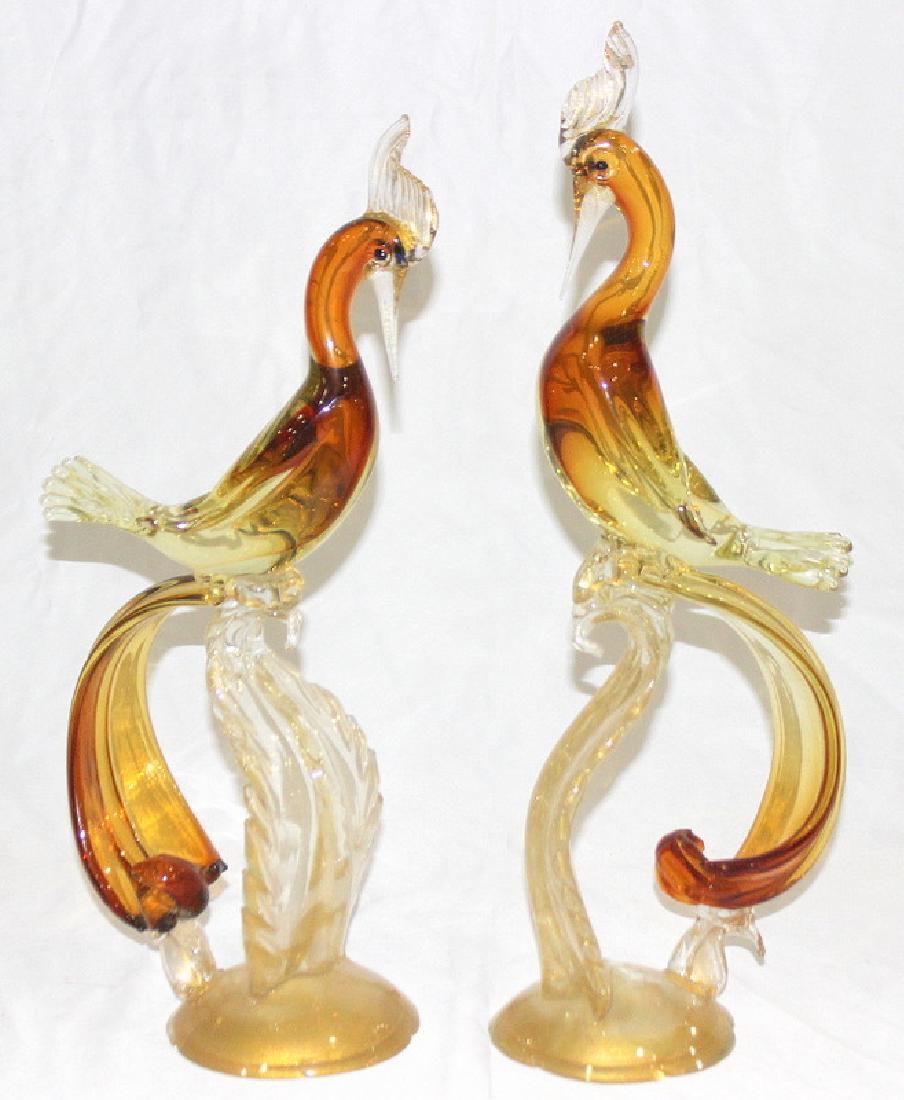 Murano Art Glass (2) Figure of Birds: Murano Art Glass (2) Figure of Birds. 19.5" h x 7.5" w.
