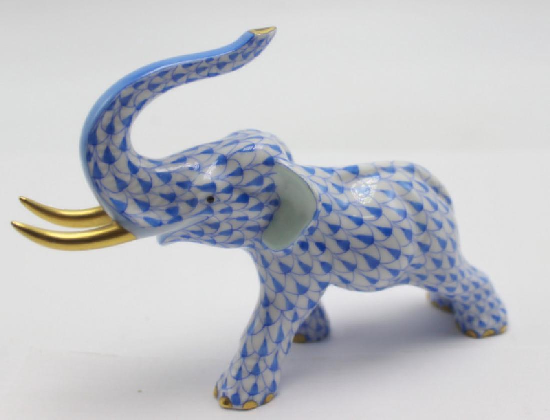Herend Fishnet Blue Elephant (1 of 1)
