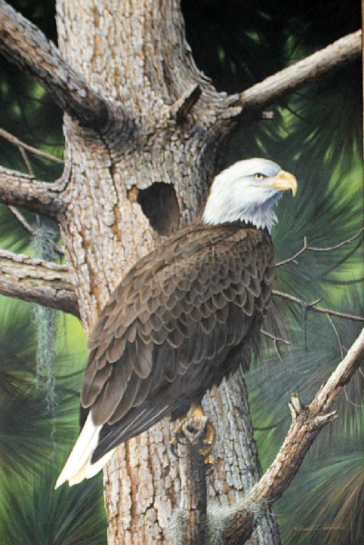 Ernest C. Simmons Framed Painting Oil Bald Eagle (1 of 3)