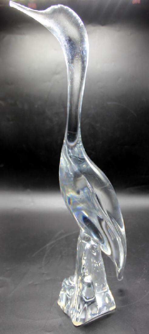 Daum France Large Clear Art Glass Egret: Daum France Large Clear Art Glass Egret. 18" h x 5" w.