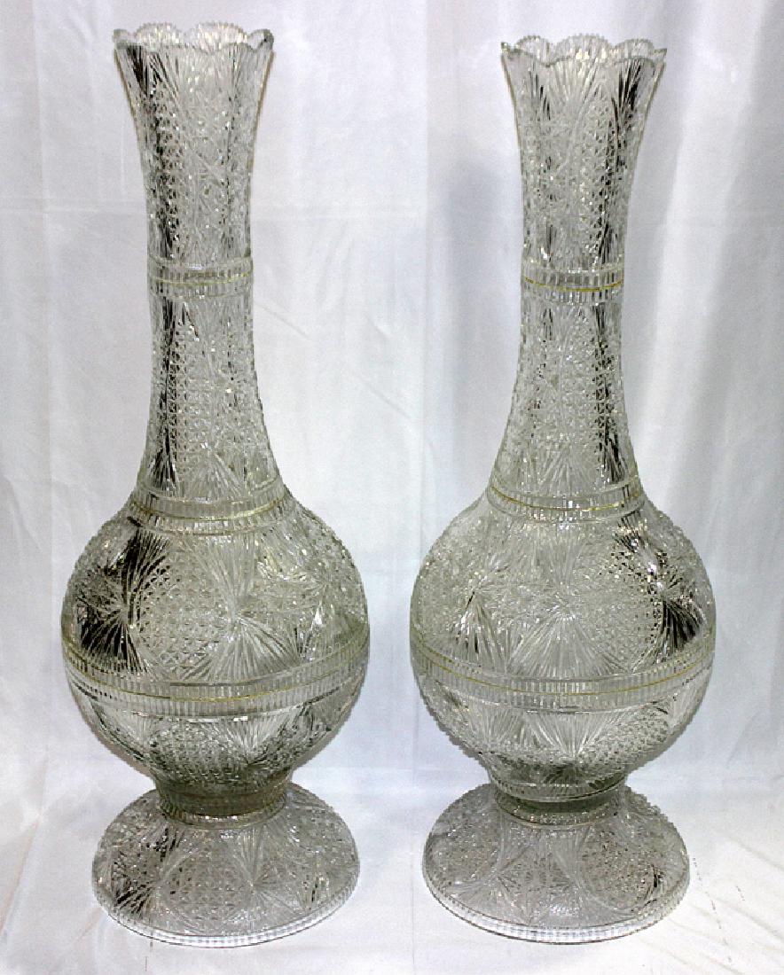 Pair of Palace Size Cut Glass Vases (1 of 3)