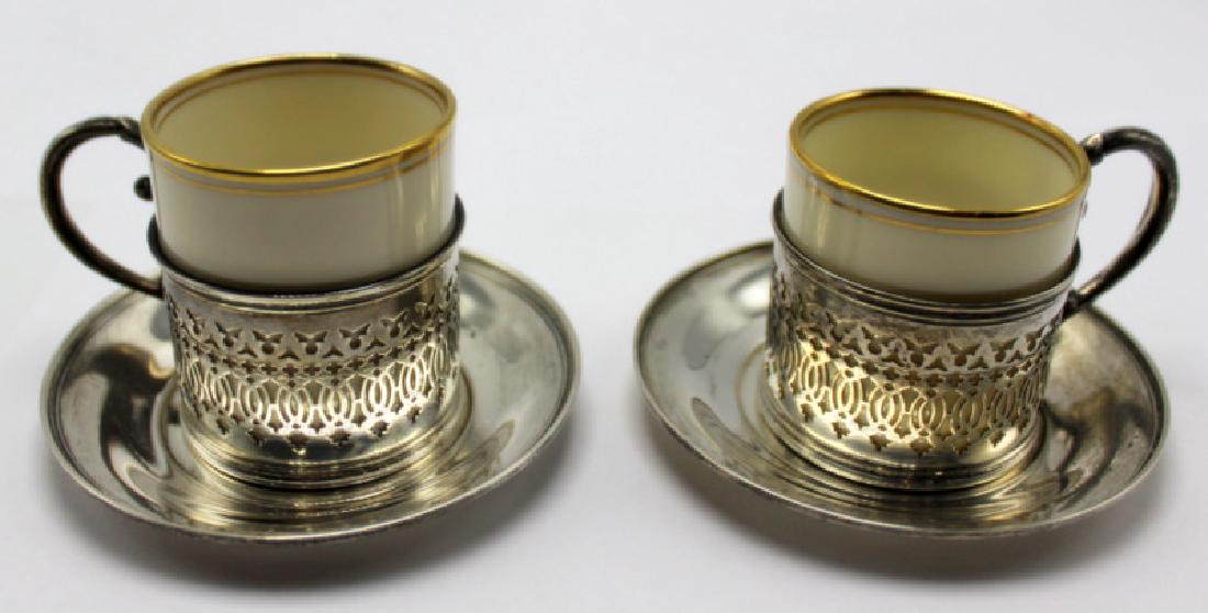 Lenox (9) Sterling Silver Cups & Saucers Holders (1 of 1)