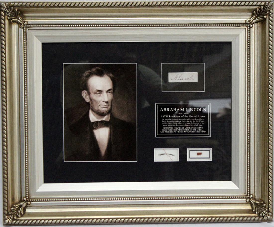 Abraham Lincoln: Strands of Hair & Funeral Train Relic (1 of 3)