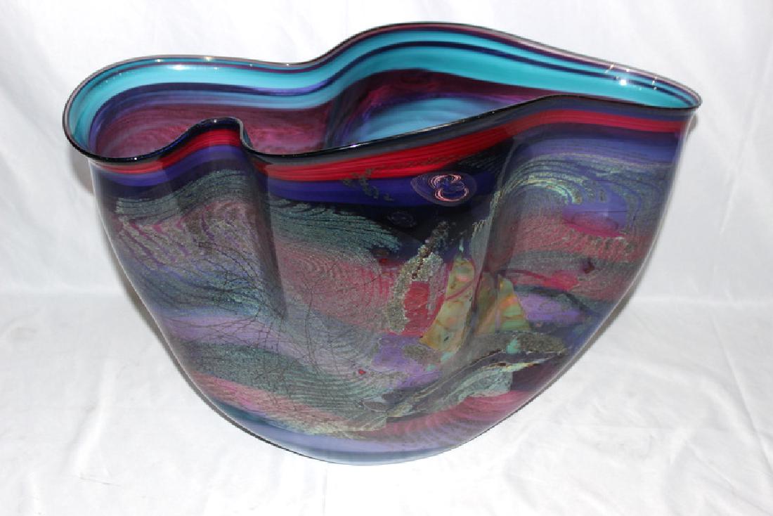 Chris Hawthrone Signed Glass Vessel Engraved on Base (1 of 4)