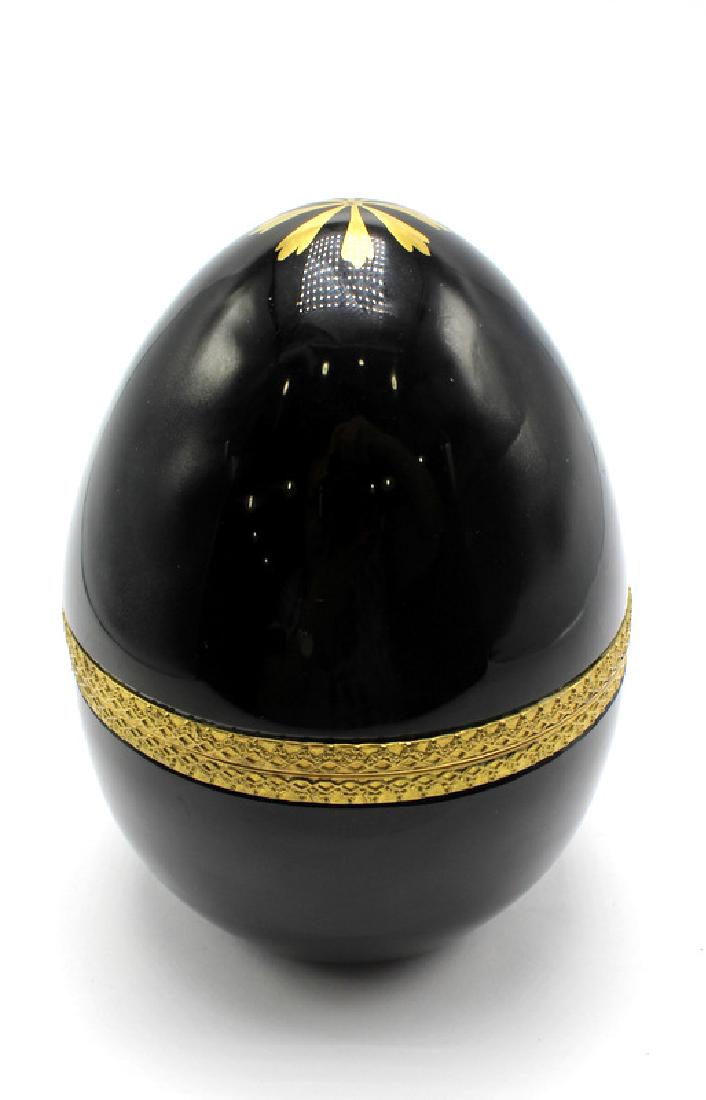 Vintage French Black Opaline Egg Form Jewelry Casket (1 of 1)