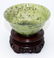 Antique Chinese Spinach Jade Bowl on Hardwood Stand