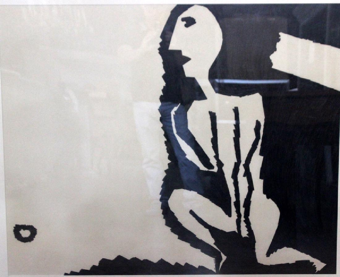 Jack Youngerman (American, b.1926) India Ink on Paper: Jack Youngerman (American, b.1926) India Ink on Paper. 33.5" h x 41" w, 41.25" h x 49" w with frame & mat.