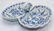 Meissen Blue Onion Handled Divided Relish Dish