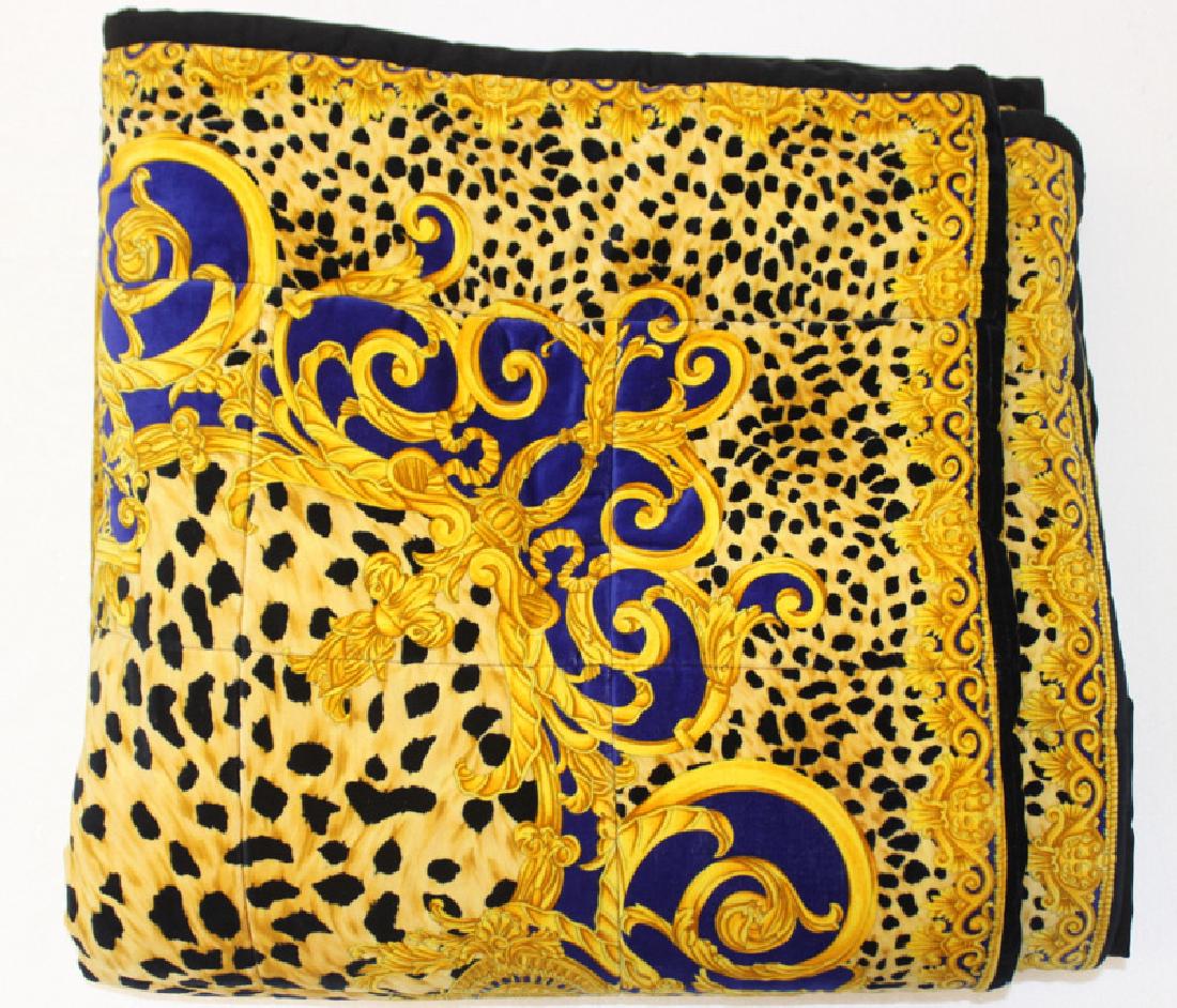 Gianni Versace Gold Medusa Head Comforter: Gianni Versace Gold Medusa Head Comforter. Retail - $5,350. 104.5" h x 104.5" w. Has hole on one corner.