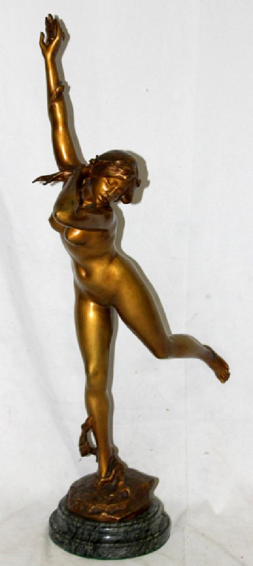 Perchery Bronze Figure of Girl on Fitted Marble Base (1 of 3)