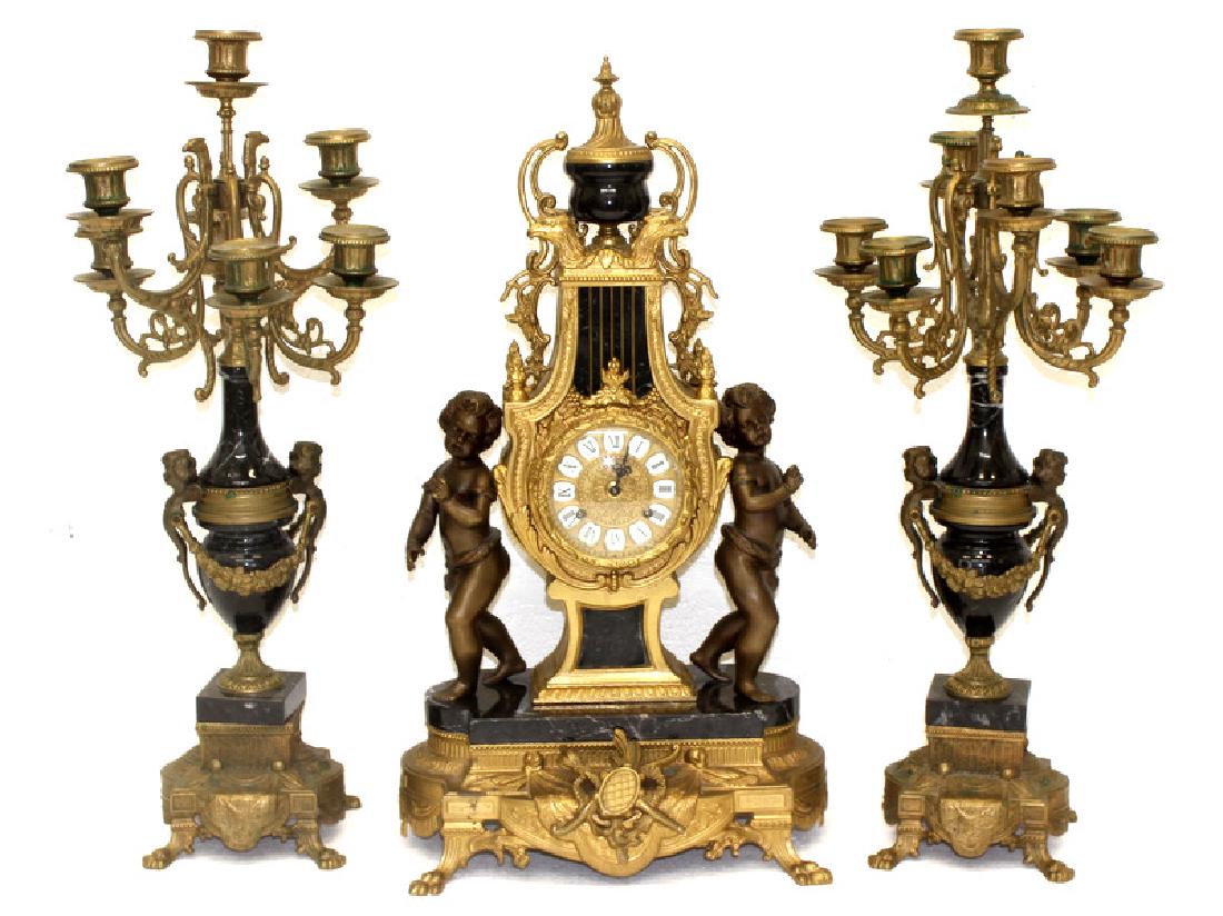 French Bronze & Marble Garniture Set (1 of 5)
