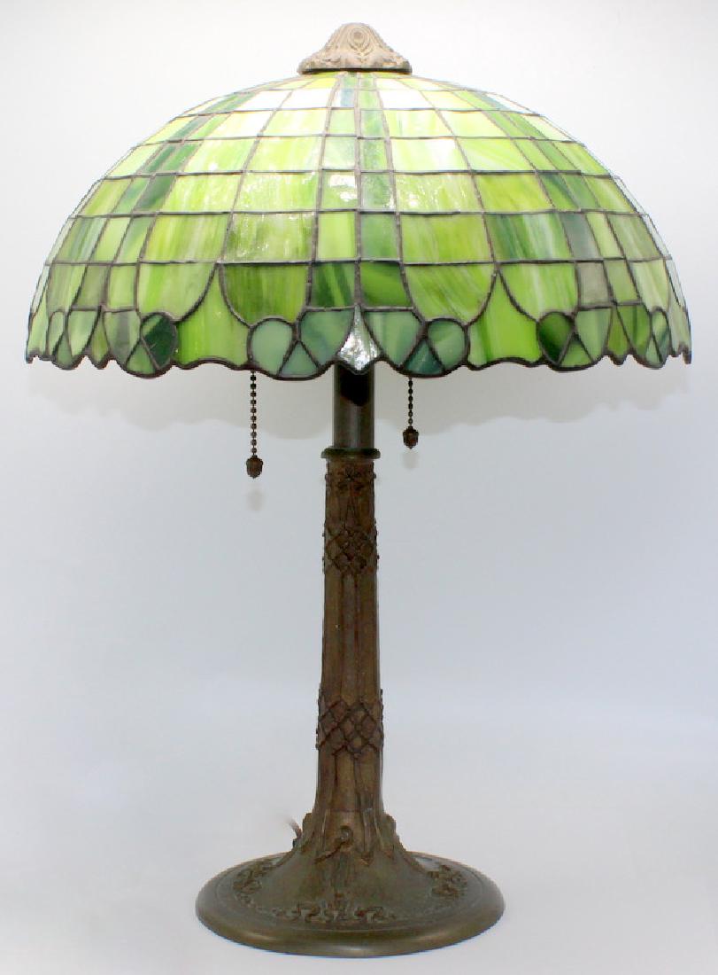 Gorham Antique Leaded Slag Stained Glass Lamp