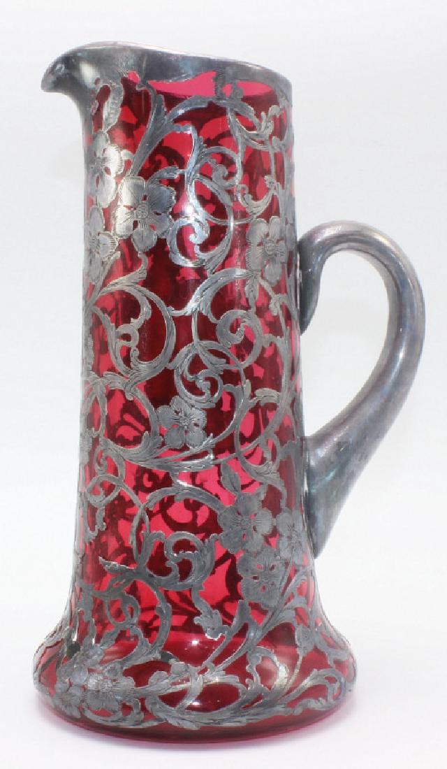 Red American Sterling Silver Overlaid Cranberry Pitcher (1 of 2)