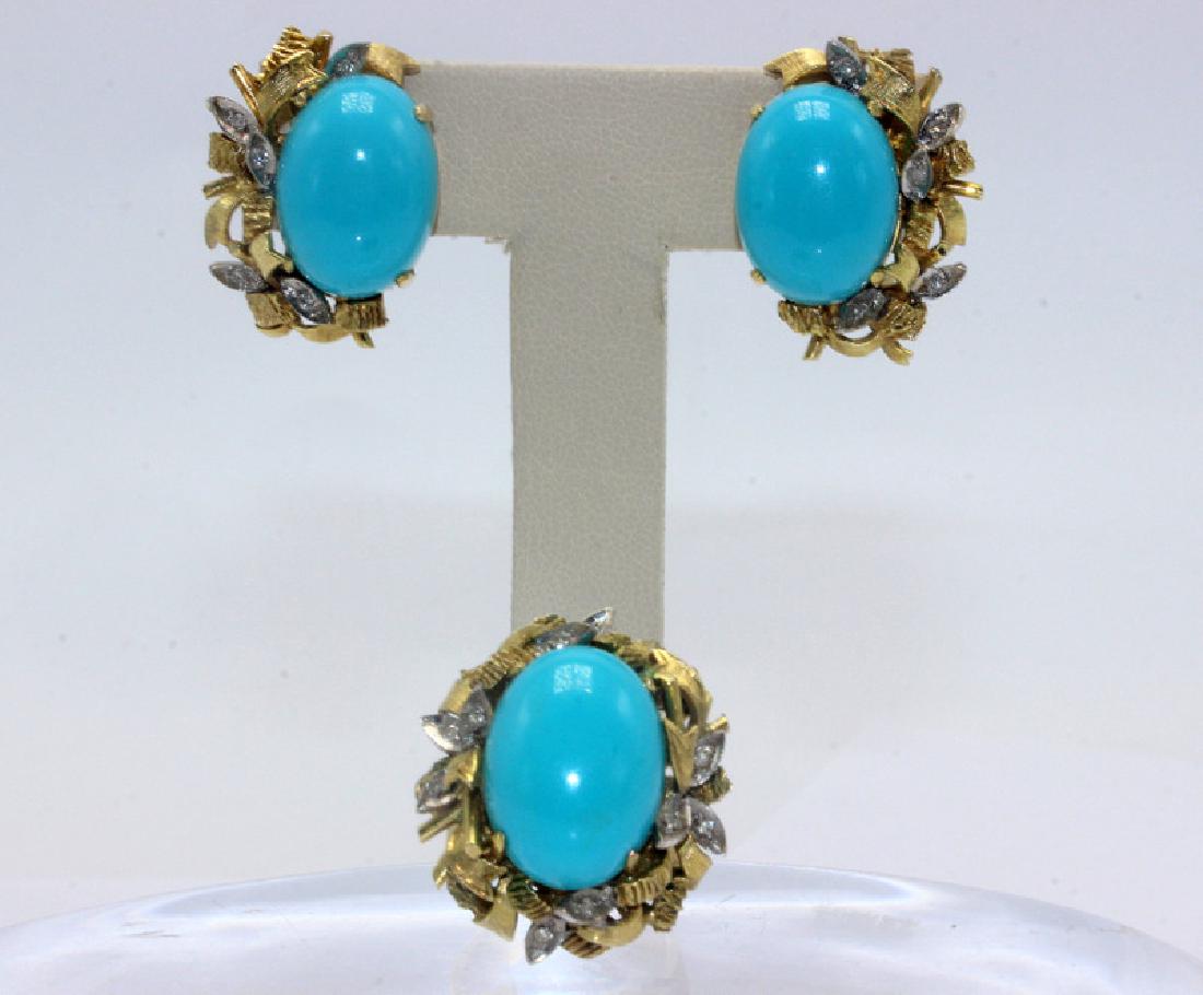 18Kt YG Turquoise & Diamond Suite (1 of 1)