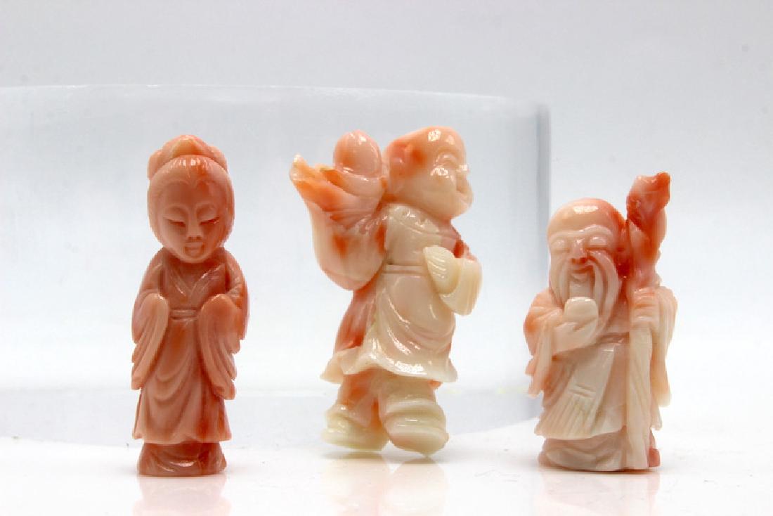(3) Angel Skin Coral Carved Figures (1 of 1)