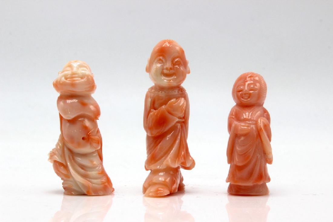 (3) Angel Skin Coral Carved Figures (1 of 1)