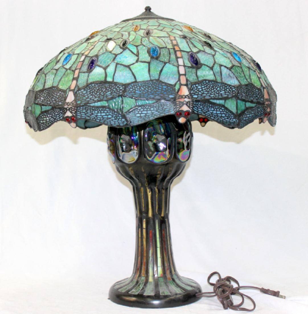 Tiffany Style Dragonfly & Mosaic Lamp (1 of 5)