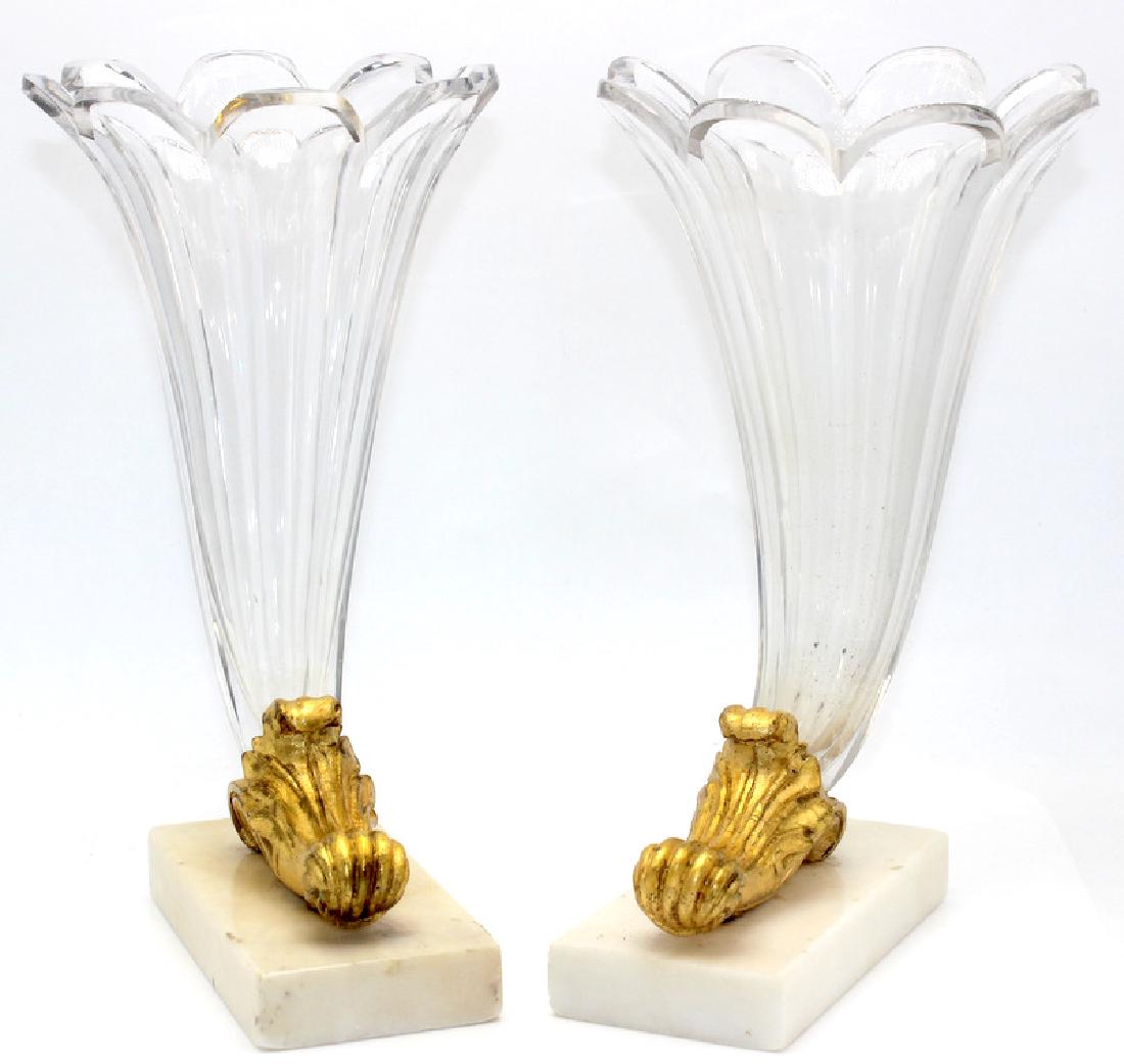 Antique French Dore Bronze Cornucopia on Fitted Marble (1 of 2)