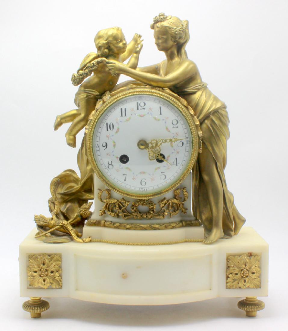 Antique French Bronze & Marble Figural Clock (1 of 5)