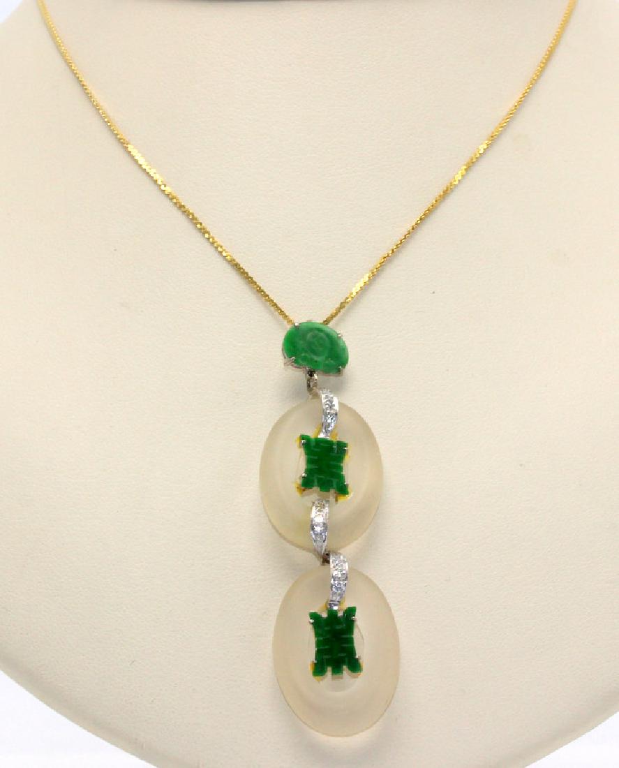 14Kt YG, Jade & Crystal Hardstone Necklace (1 of 3)