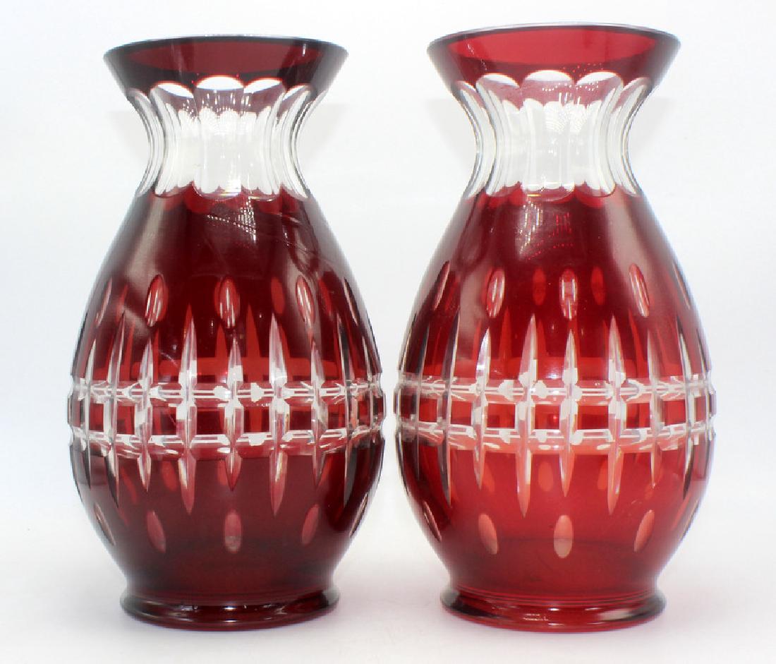 Pair of American Red Cut Crystal Vases (1 of 1)