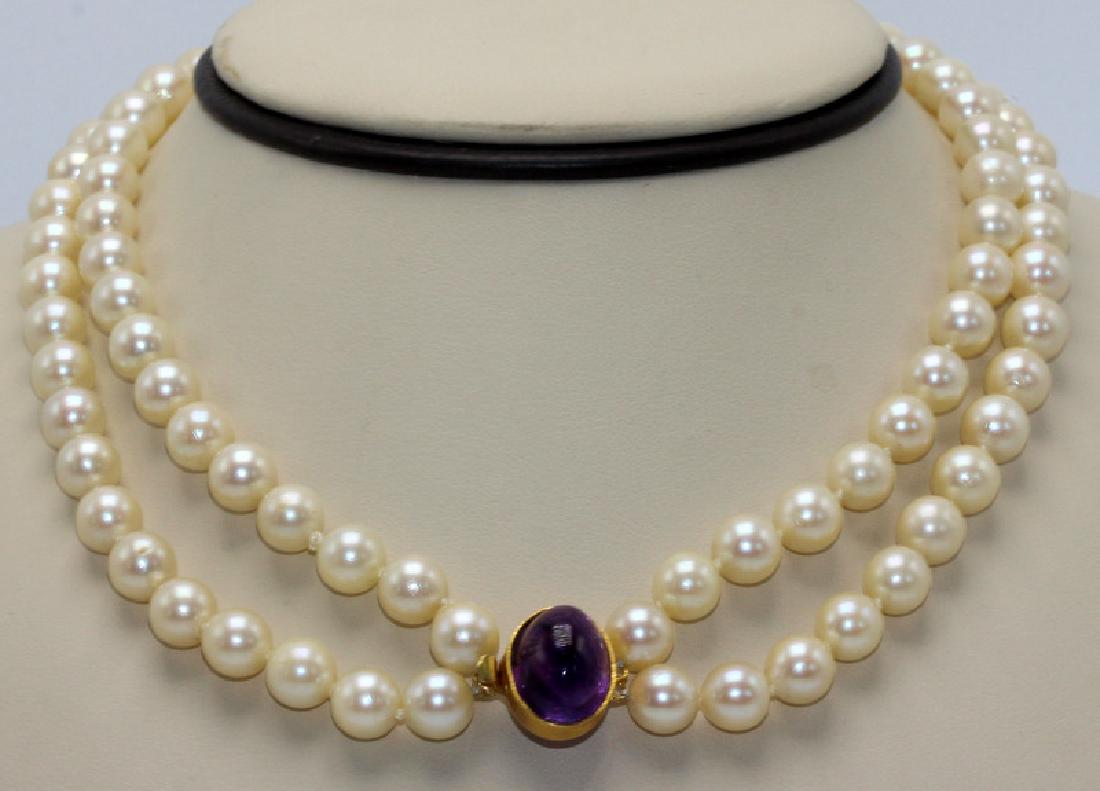 Double Strand of 8mm Cultured Pearl Necklace (1 of 1)