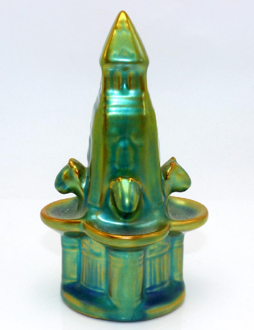 Zsolnay Eosin Green Iridescent Porcelain Tower Cow (1 of 1)