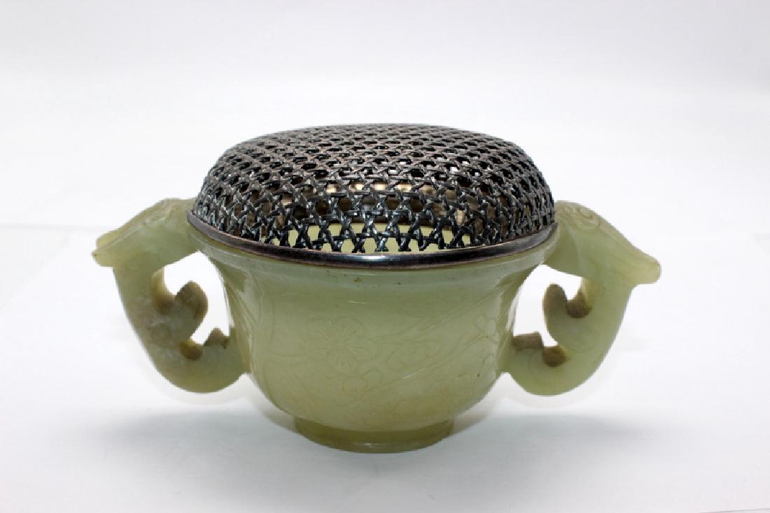 Antique Chinese Jade & Metal Incense Burner (1 of 1)