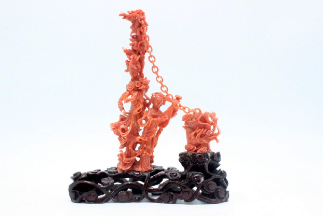 Chinese Coral Carving Landy Playing Mandolin (1 of 3)