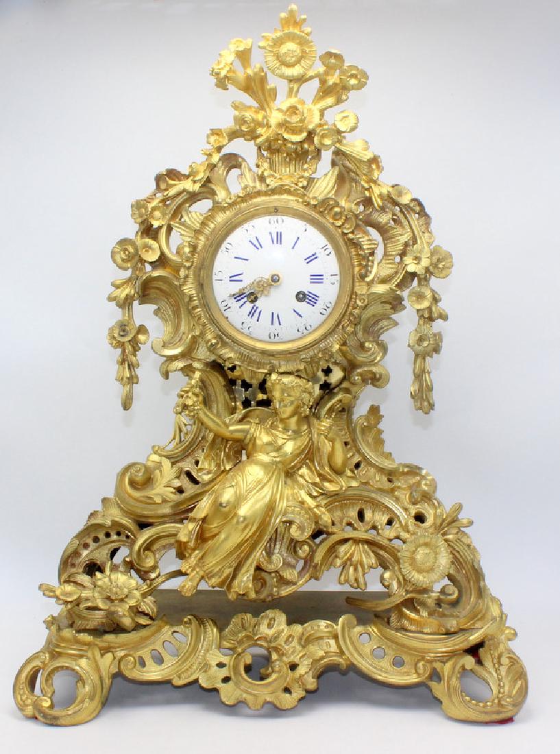 Antique French Dore Bronze Figural Mantle Clock (1 of 4)