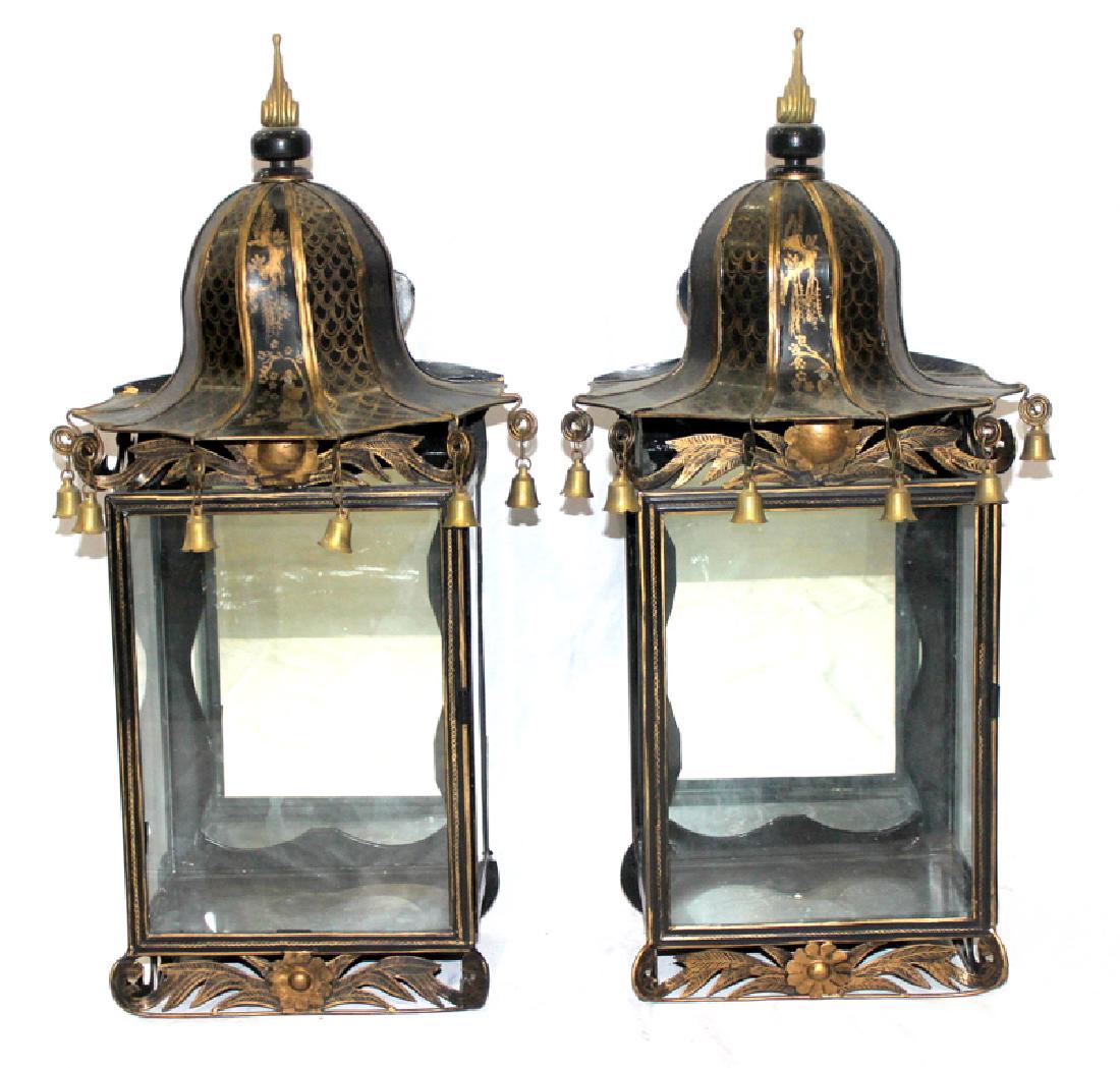 Oriental Tin Lantern Style Wall Sconces with Bell Tolls (1 of 2)