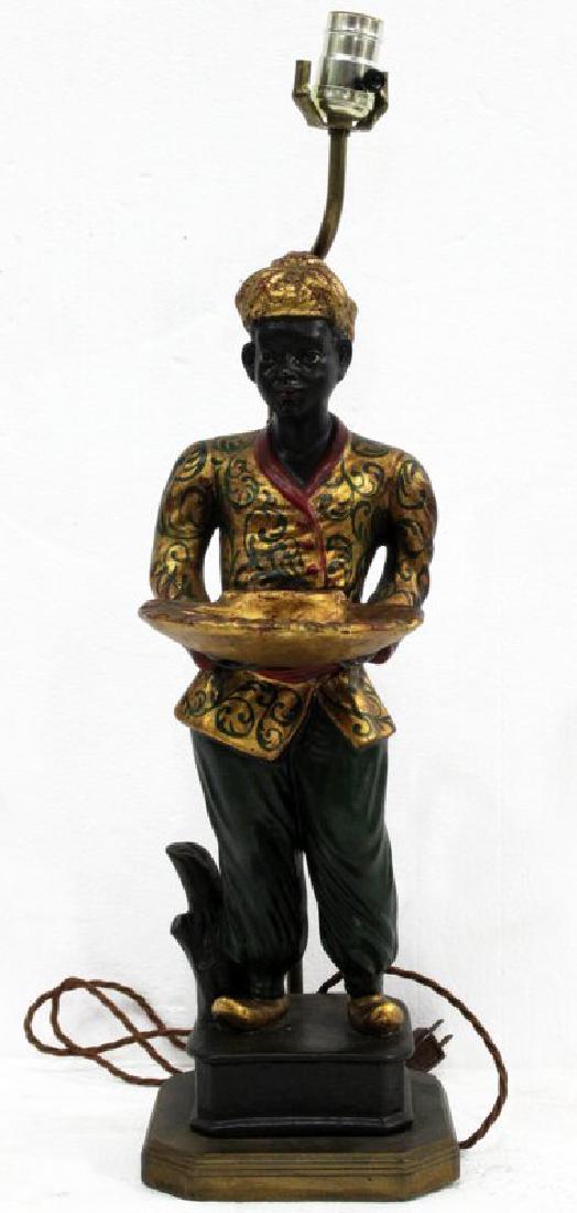 Vintage Italian Carved Hand-Painted Blackamoor Lamp (1 of 1)