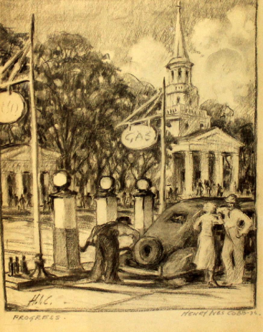 Henry Ives Cobb Charcoal on Paper "Progress" (1 of 1)