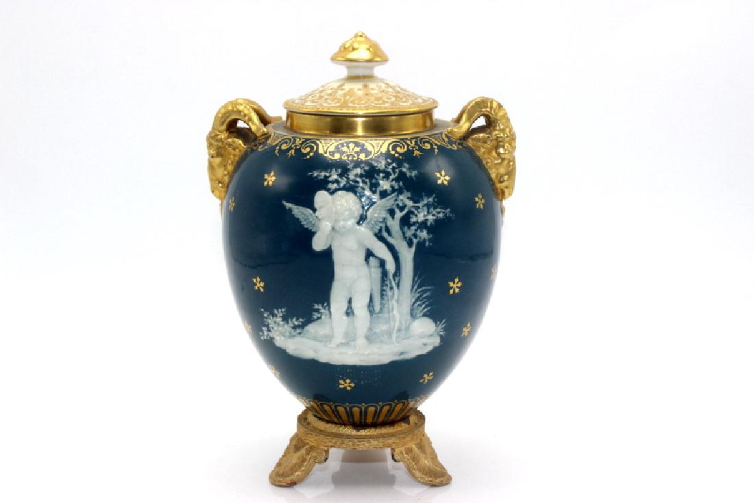 Minton Pate Sur Pate Covered Vase on Bronze Base. (1 of 1)